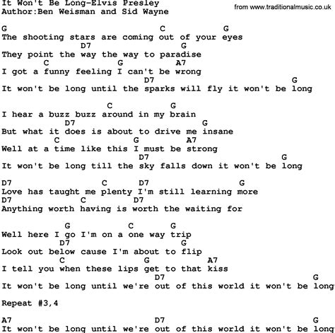 lyrics it won't be long|it will not be very long lyrics.